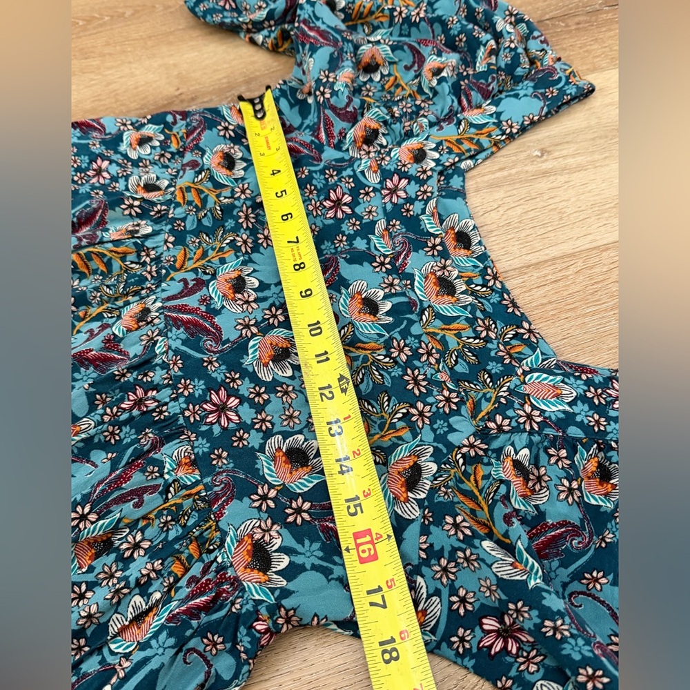 Maurices Puff Sleeve Floral Mini Babydoll Teal Dress 12 - Picture 8 of 9